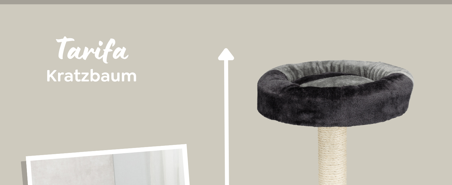 Дряпка для котів TRIXIE Tarifa, 52 см, сірий/чорний – компактний котячий будиночок з лежаком, зручний та стійкий