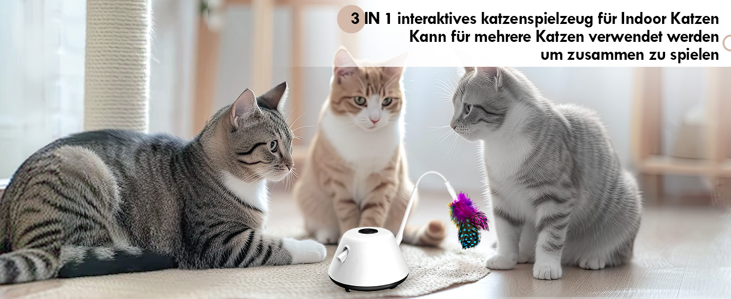 Інтерактивна іграшка для котів TGFIX 3 в 1 – електрична, з колесами та лазером, інтелектуальна іграшка, уникає перешкод, чорна