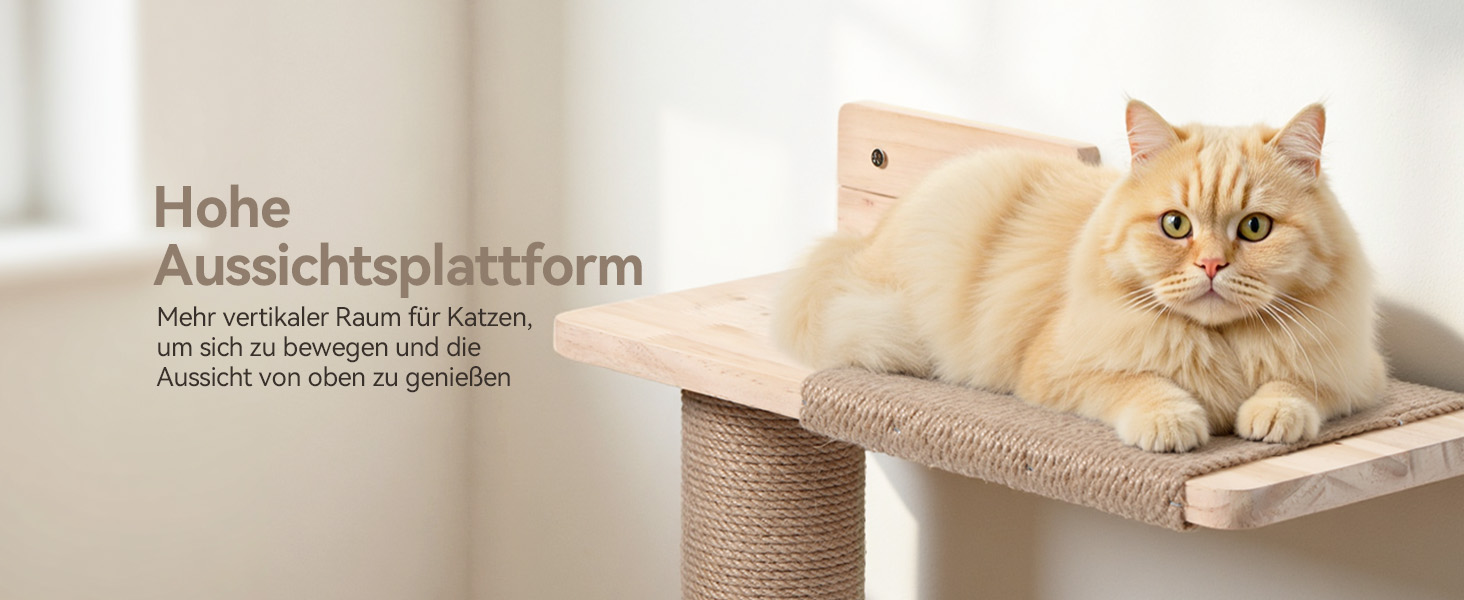 Кігтеточка PawGiant з 5 ярусів, кріпиться до стіни, 213 см, з сизалю, платформами, для котів середніх розмірів