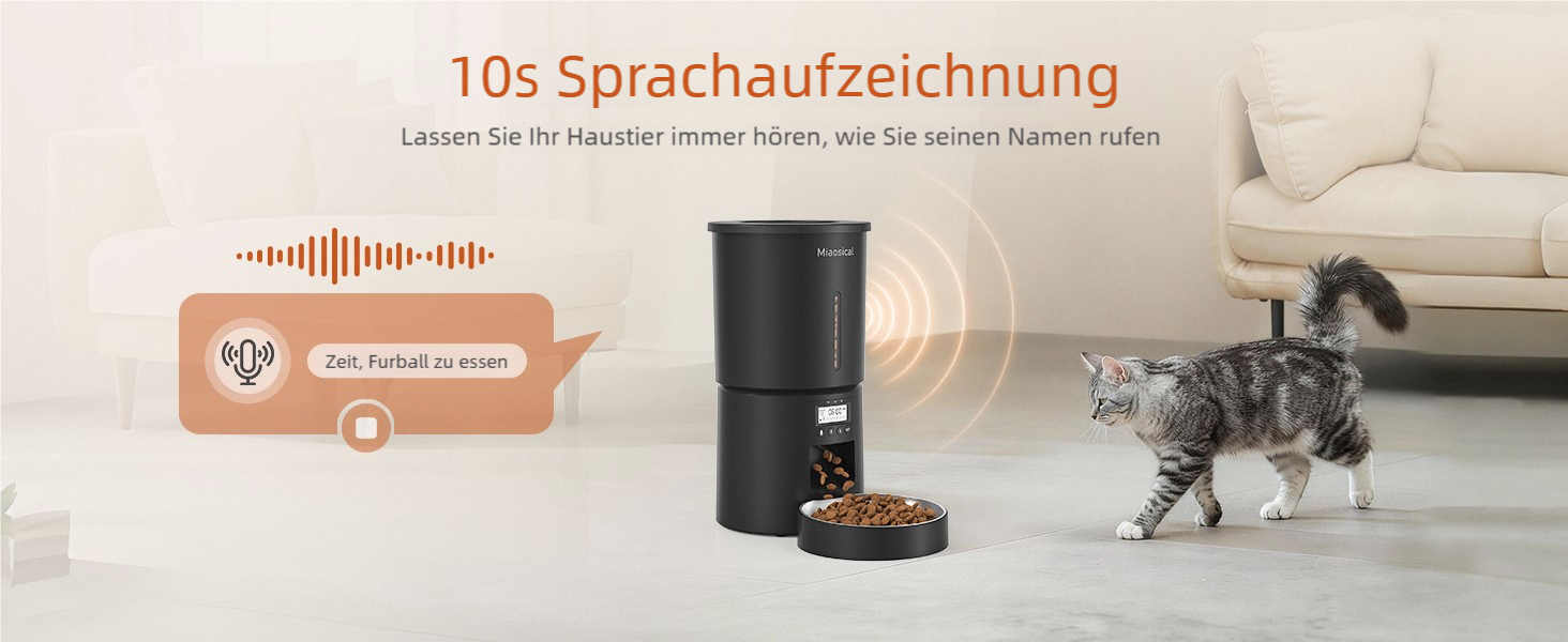 Автомат годівлі для котів 4.2L з програмуванням, з окремою мискою, подвійне живлення, 6 прийомів їжі на день (Чорний), миска з нержавіючої сталі