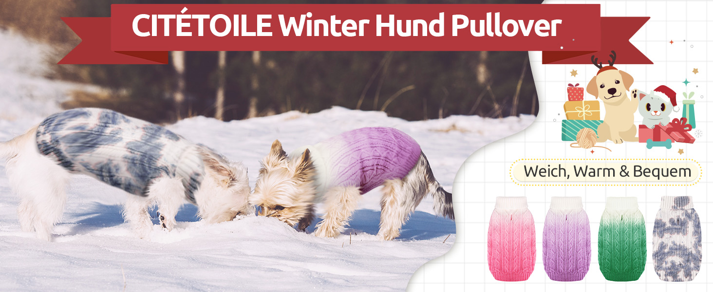 Пуловер для собак CITE TOILE, теплий зимовий, м'який, зручний, з високим коміром, для холодної погоди, градієнт кольору, для маленьких та середніх собак, фіолетовий, розмір S