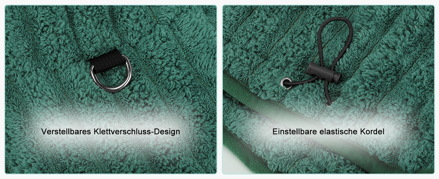 Рушник для собак з мікрофібри, швидковисихаючий, з клямкою та регульованою гумкою, придатний для прання в машині, для великих, середніх та маленьких собак (XXL, зелений)