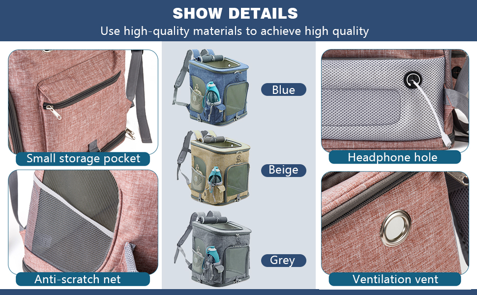 Рюкзак для собак і котів PETCUTE: складаний, з підкладкою, дихаючий, з регульованими ременями, сірий