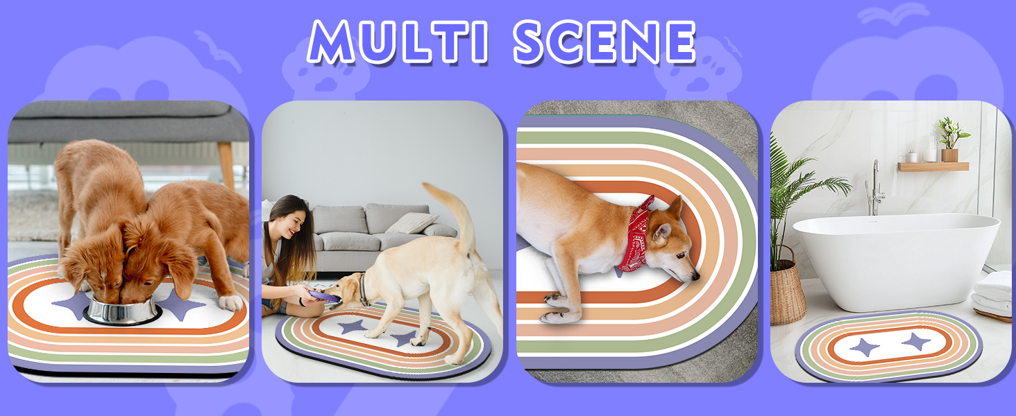 Підстилка для миски для собак та котів METEOROCK, 71x43 см, вбираюча, легко миється, фіолетовий зірка