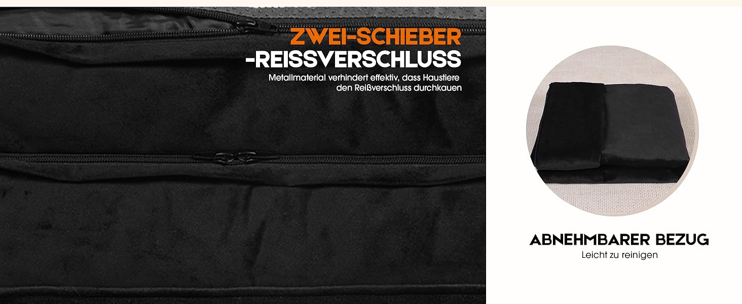 Ортопедичне ліжко для собак XL, корзина для собак, що стирається, з яєцеподібною піною, водонепроникний диван для собак з неслизьким дном та чотиристоронньою подушкою (Чорний, 117x76x19cm)