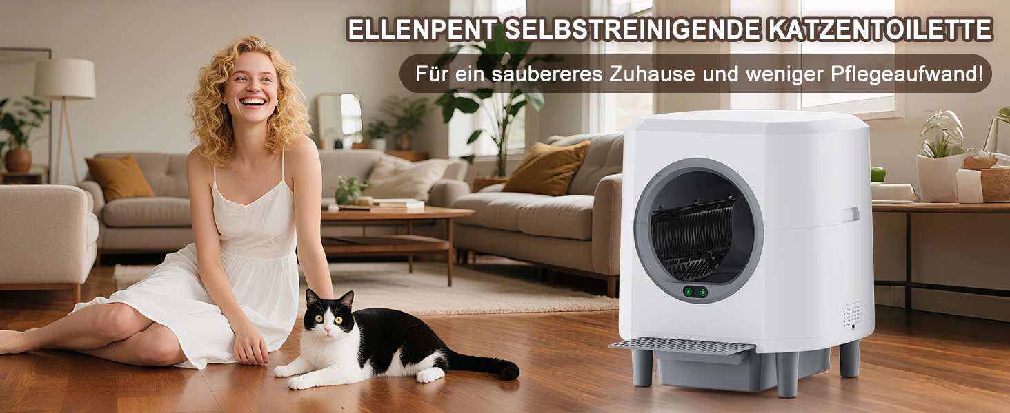 Автоматичний лоток для котів 90л з самоочищенням, контролем запаху, керуванням через додаток та 10 датчиками безпеки. Підходить для кількох котів, білий