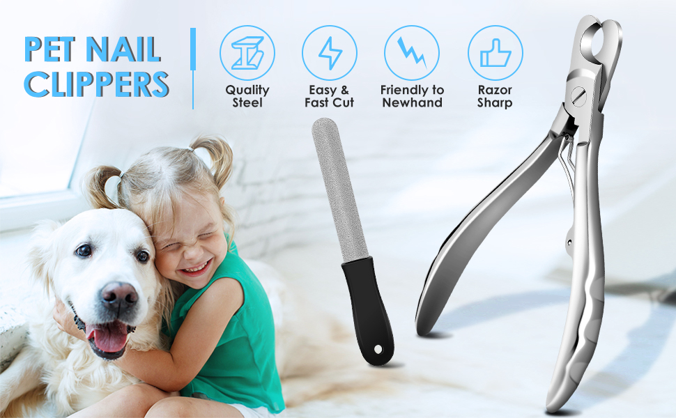 Ножиці для стрижки кігтів собак Gobeigo з пилочкою, професійний догляд за кігтями домашніх тварин, гострі леза, ножиці для кігтів собак великих порід/товстих кігтів/старих котів