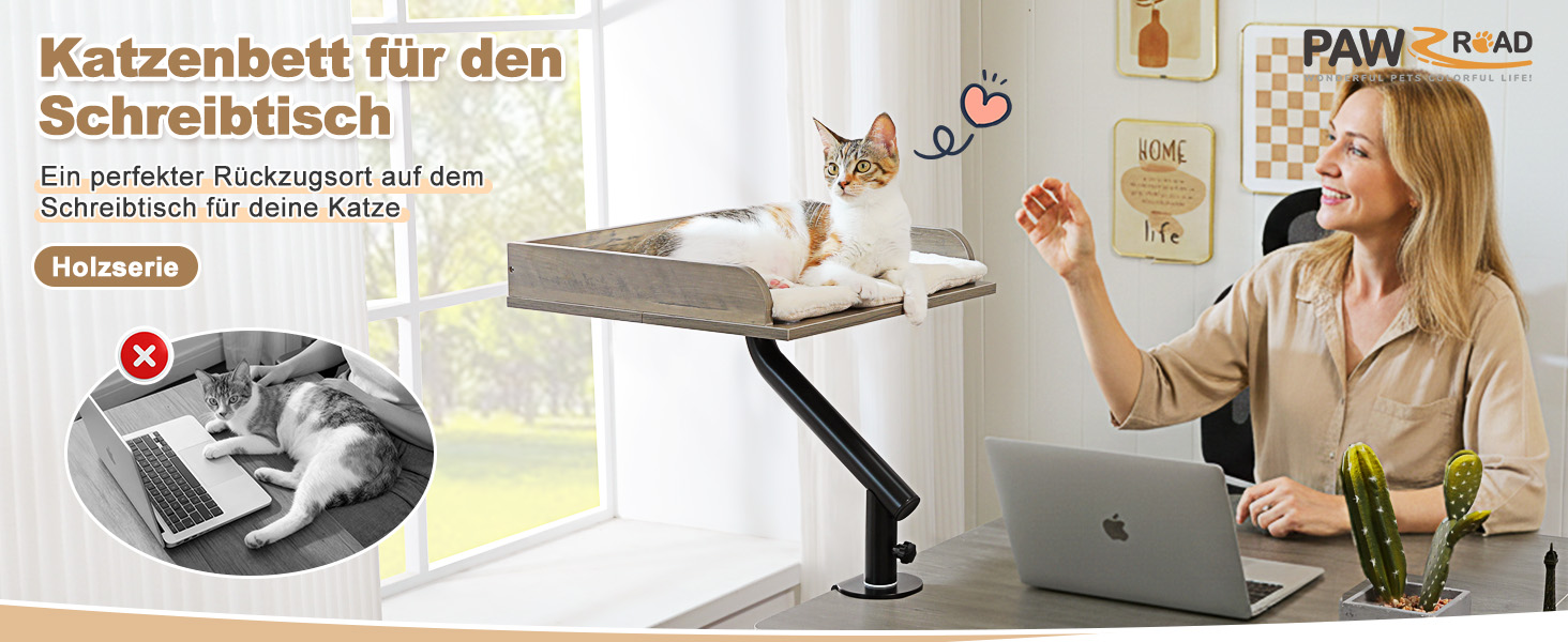 Кішка лежанка PAWZ Road на стіл, дерев'яна, обертова, регульована, гамак для кігтів, до 23 кг, сіра