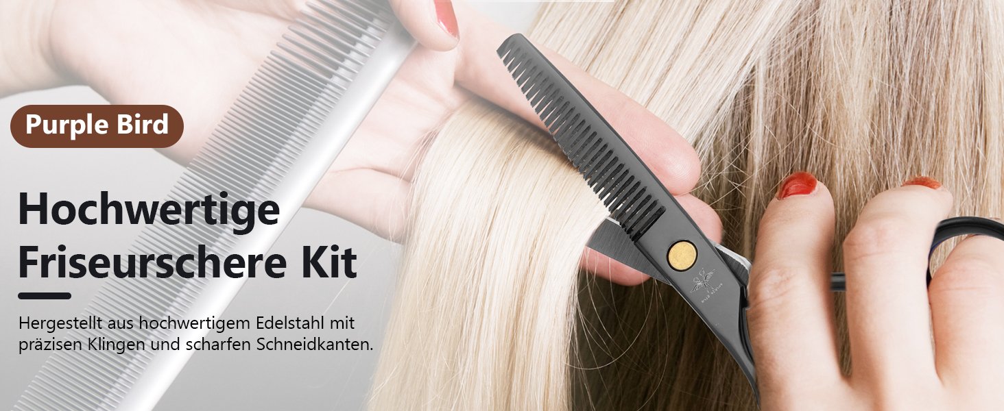 Набір професійних перукарських ножиць PURPLEBIRD (10 шт.) з нержавіючої сталі: перукарські та фінішні ножиці для барберів, перукарів та початківців