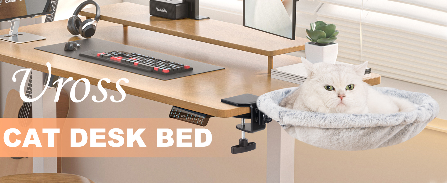 Крісло-гамак для котів Uross - 360° обертання та регулювання висоти, м'яке ліжко для котів з 2 знімними чохлами, для дому та офісу, цілорічне використання (Сірий)