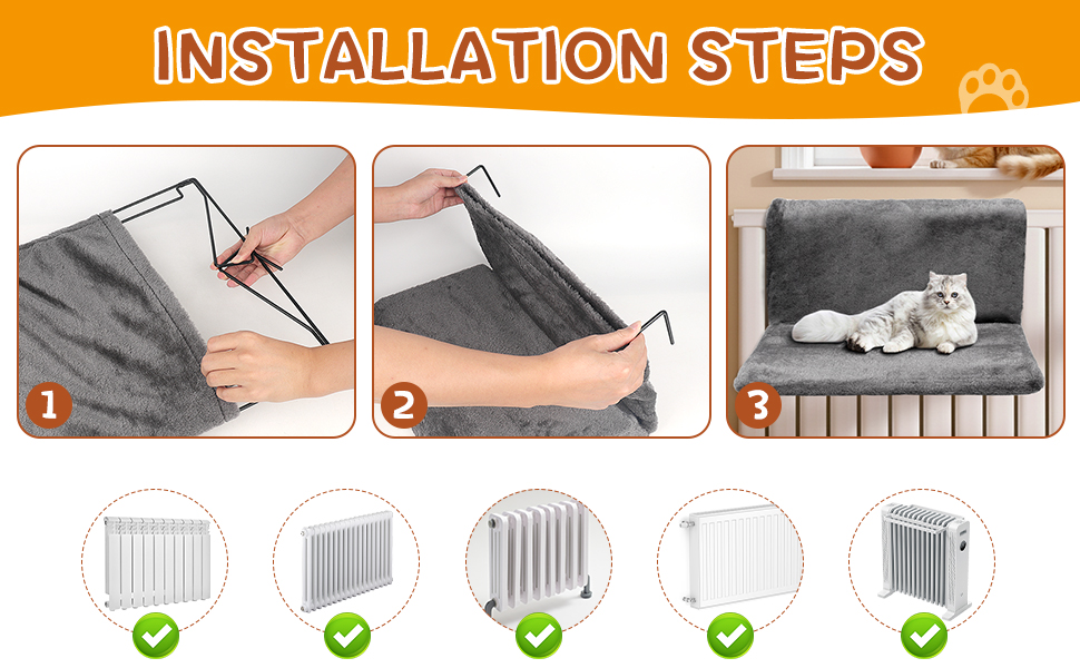 Ліжко для котів на радіатор, гамак для котів на батарею, лежанка для котів та дрібних тварин, ліжко для котів на опалення, гамак для котів на будь-які радіатори