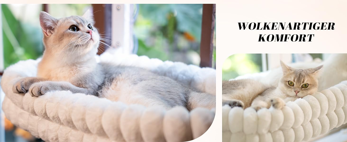 Кішка ліжко-гамак для вікна CheerPals, м'яка знімна наволочка, сталеве гніздо, до 18 кг, білий колір