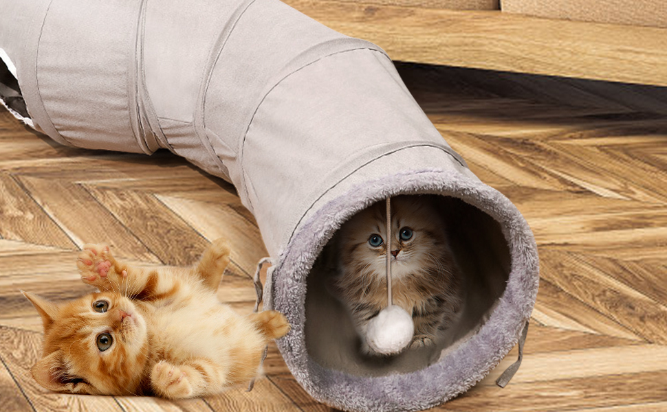 Туннель для котів Nimomo, складаний, S-подібний з іграшкою-м'ячиком, інтелектуальна іграшка для кошенят, кроликів та маленьких тварин