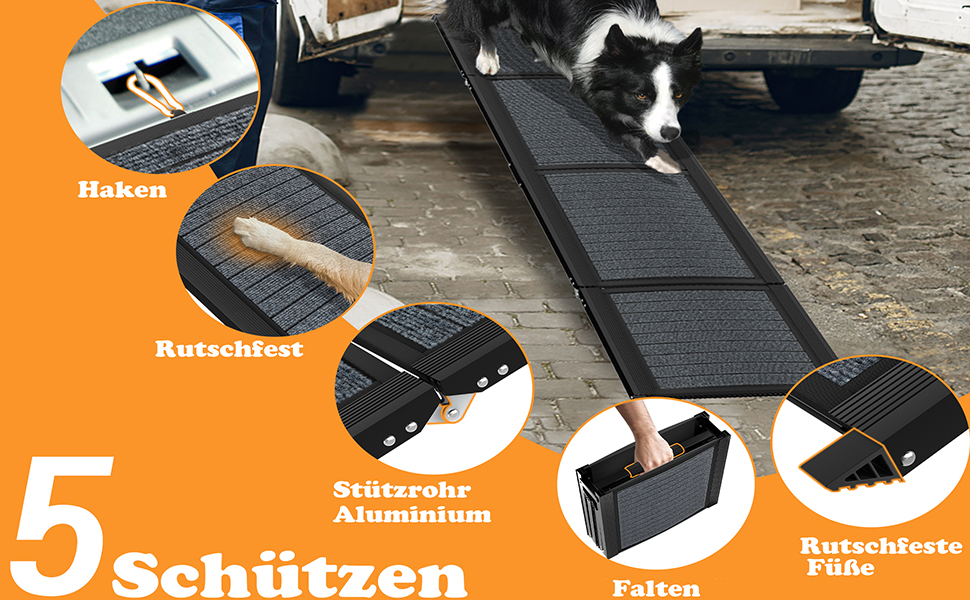 Рампа для собак у машину Hunderampe, складна, з килимком, до 110 кг, для авто, вантажівок, SUV
