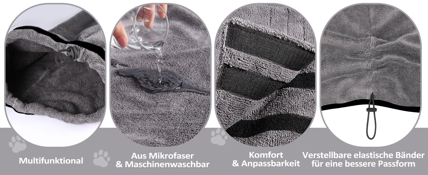 Рушник для собак, мікрофібра, середні та великі породи - сірий, швидко сохне, супер вбираючий, для собак та котів (чорний, XXL) XXL сірий (чорна сторона)