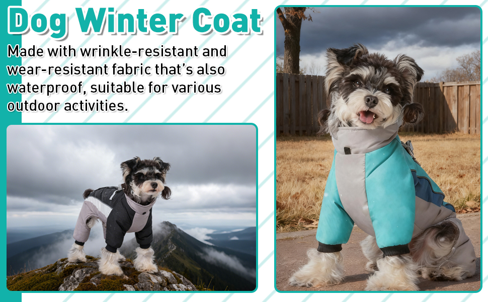 Зимовий теплий куртка для собак, водонепроникний комбінезон на 4 лапи з D-початком та світловідбиваючими смугами (Чорний/Сірий, M)