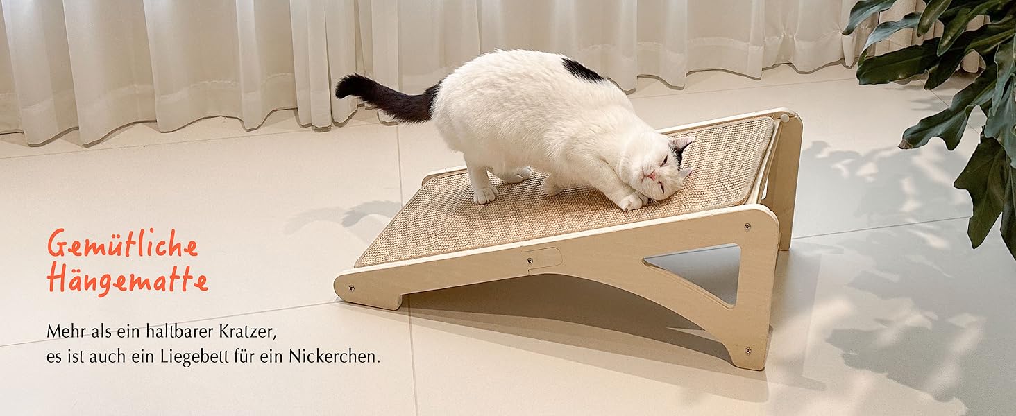 Кігтеточка для котів PETKARAY L-подібна з сизалю, 68 см, з котячою м'ятою та іграшкою-мишкою