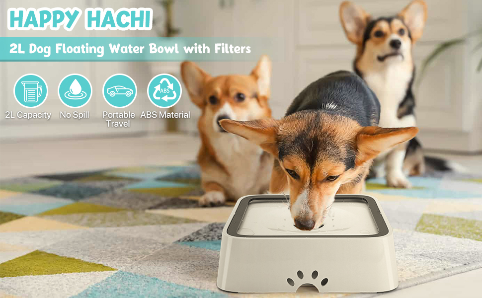 Миска для води для собак Happy Hachi з вугільним фільтром, повільний водопоїльник, антивитікання, протиковзаюча, для дому (9x9x0.5 см)