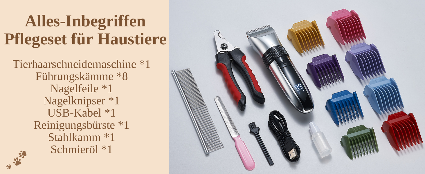Електрична машинка для грумінгу домашніх тварин BarberBoss QR-9082 з керамічними лезами та LED-дисплеєм