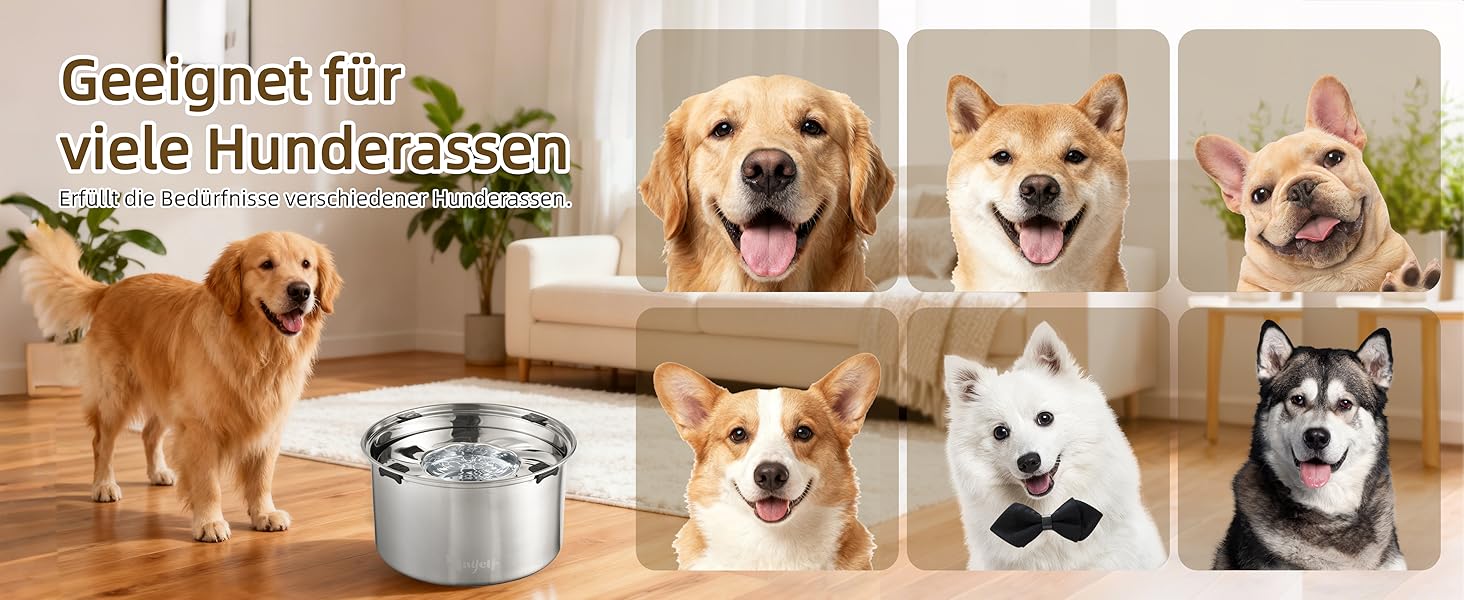 Нержавійна миска для собак великих і середніх порід 5.6л, проти протікання, для води, миска для собак, можна мити в посудомийній машині