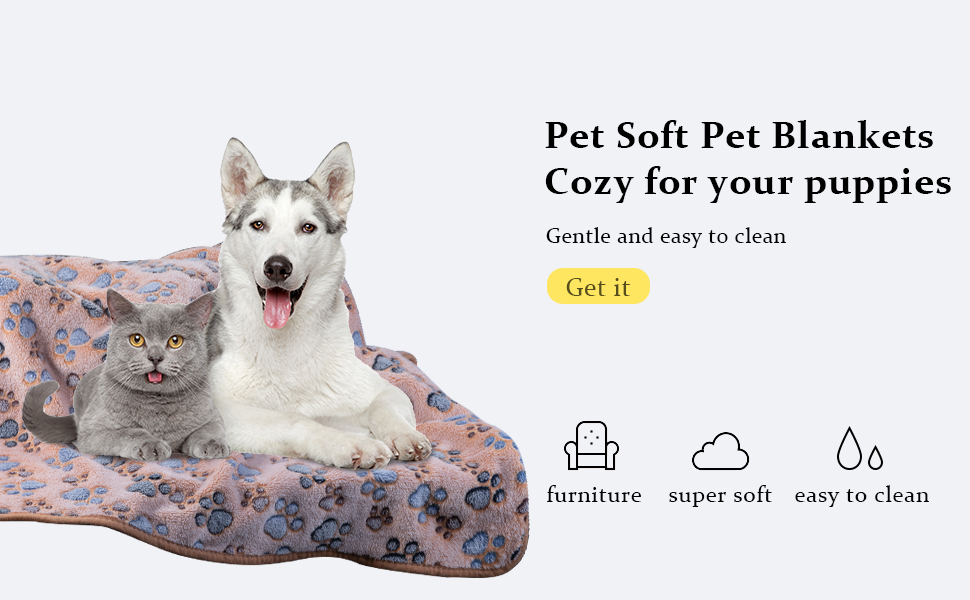 М'яка ковдра для домашніх тварин: собак, котів, цуценят. Легка, тепла, миється. Розмір M, з принтом лапки