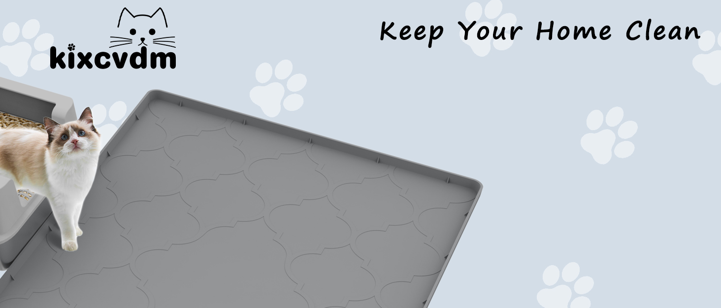 Силіконова килимок під лоток для котів, 86x56 см, вологостійкий, легко чиститься, не слизький, сірий