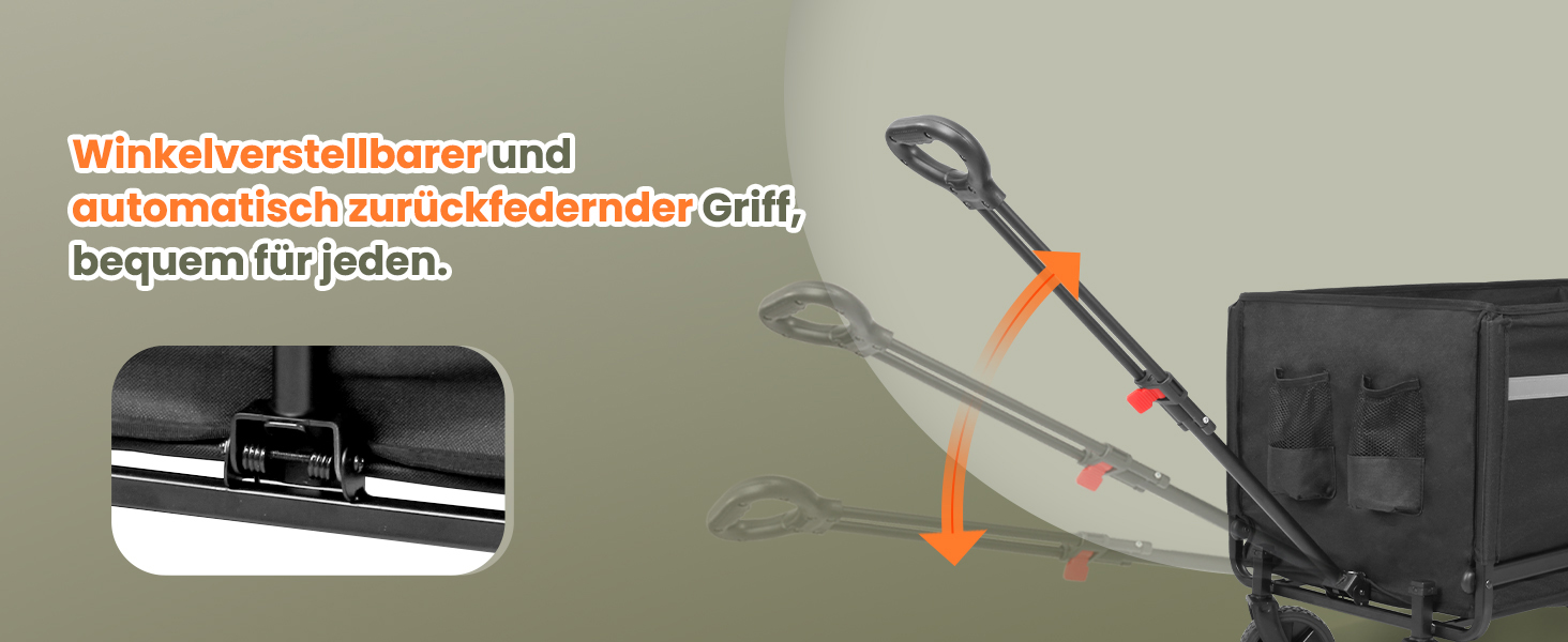 Складаний вагончик Bollerwagen 120L з дашком, 120кг, для пляжу, кемпінгу, собак, покупок та транспортування