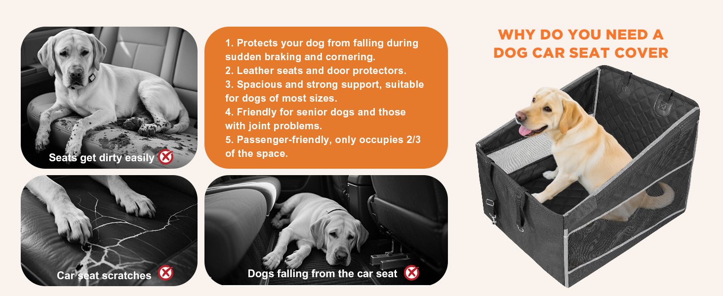 Автокрісло для собак Gimars – стабільне, водонепроникне, для великих та середніх порід, з безпечними ременями та сітчастими віконцями