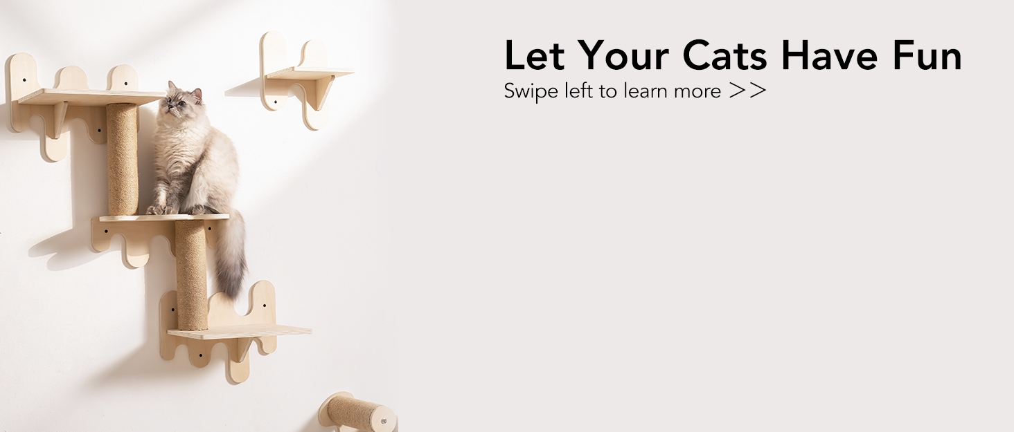 Сходи для котів Mewoofun на стіну – 2 шт. Кліматична стіна для котів з когтеточкою, сходи для лазіння (Стиль 2)