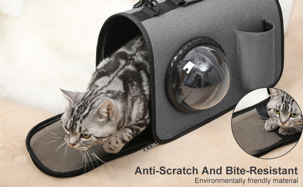 PETCUTE Транспортна сумка для собак та котів, складана, дихаюча, з регульованим плечовим ременем, знімний килимок, схвалена авіакомпаніями, чорна