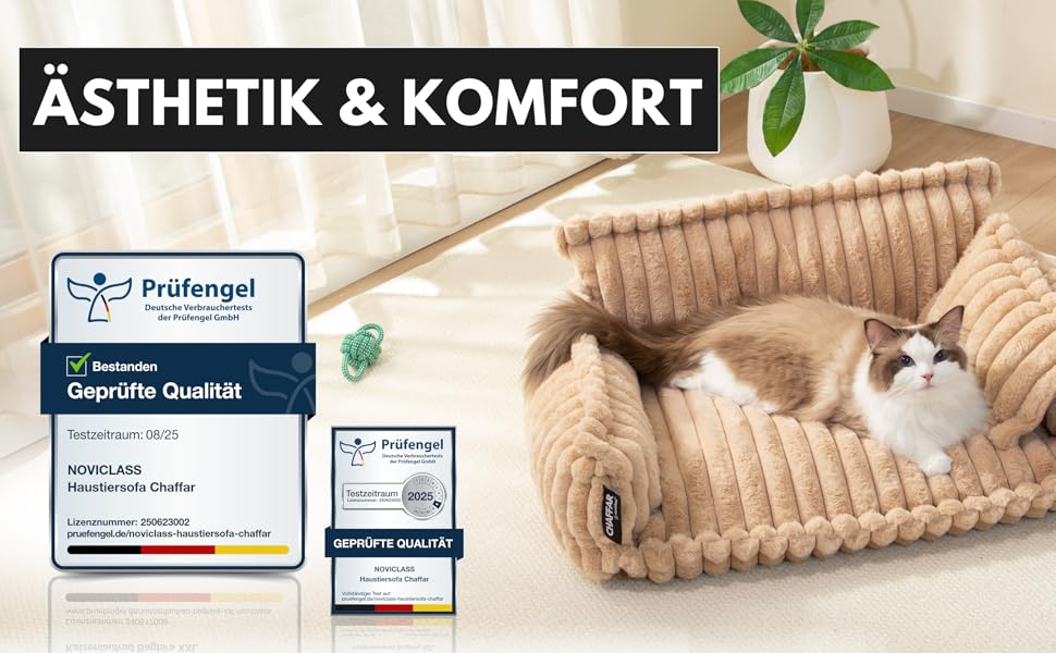 Диван для домашніх тварин Noviclass® Chaffar: ортопедичний, сучасний дизайн, матеріал - cord, розмір M (80см)