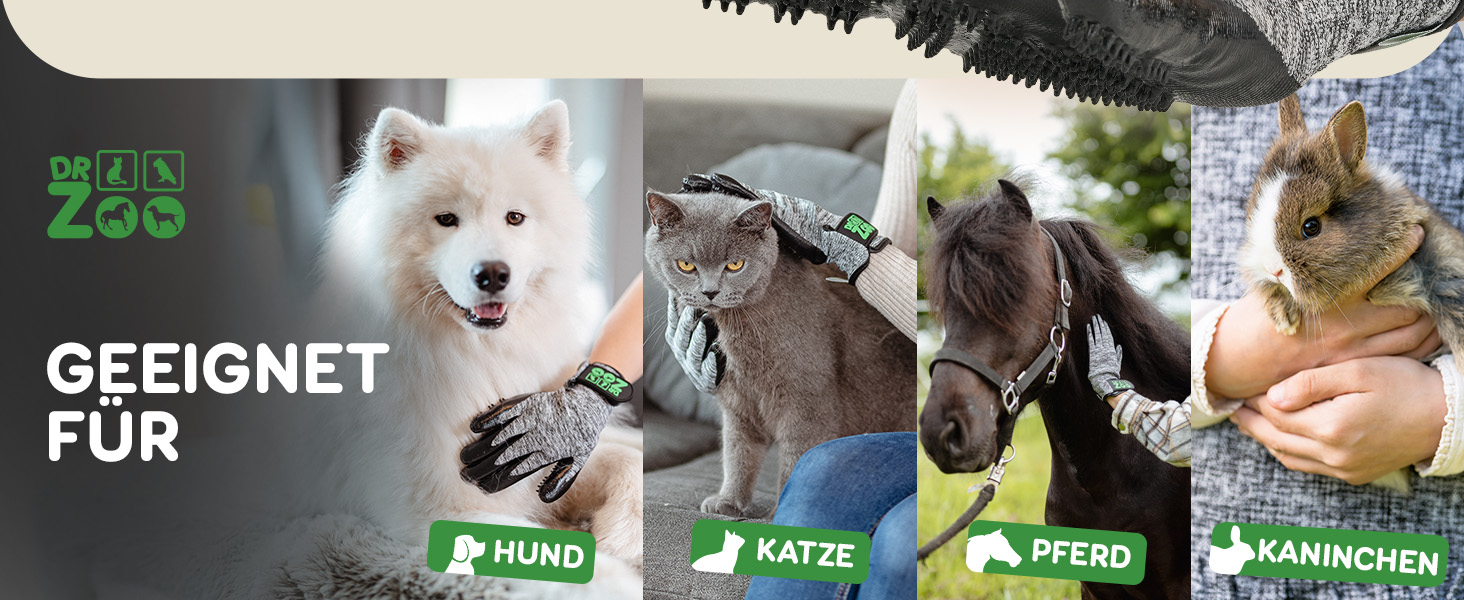 Рукавичка для грумінгу тварин DR Zoo (1 пара, розмір S) – для собак, котів та коней. Ефективне видалення шерсті, м'який дизайн з нопочками, підходить для короткої та довгої шерсті, мокрого та сухого хутра. Підходить для вузьких жіночих рук.