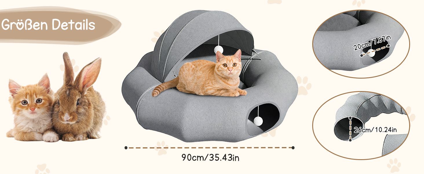 Туннель-лежанка для котів Teeloray Road, сірий, діаметр 90 см - іграшка-лежанка для котів, тунель-схованка