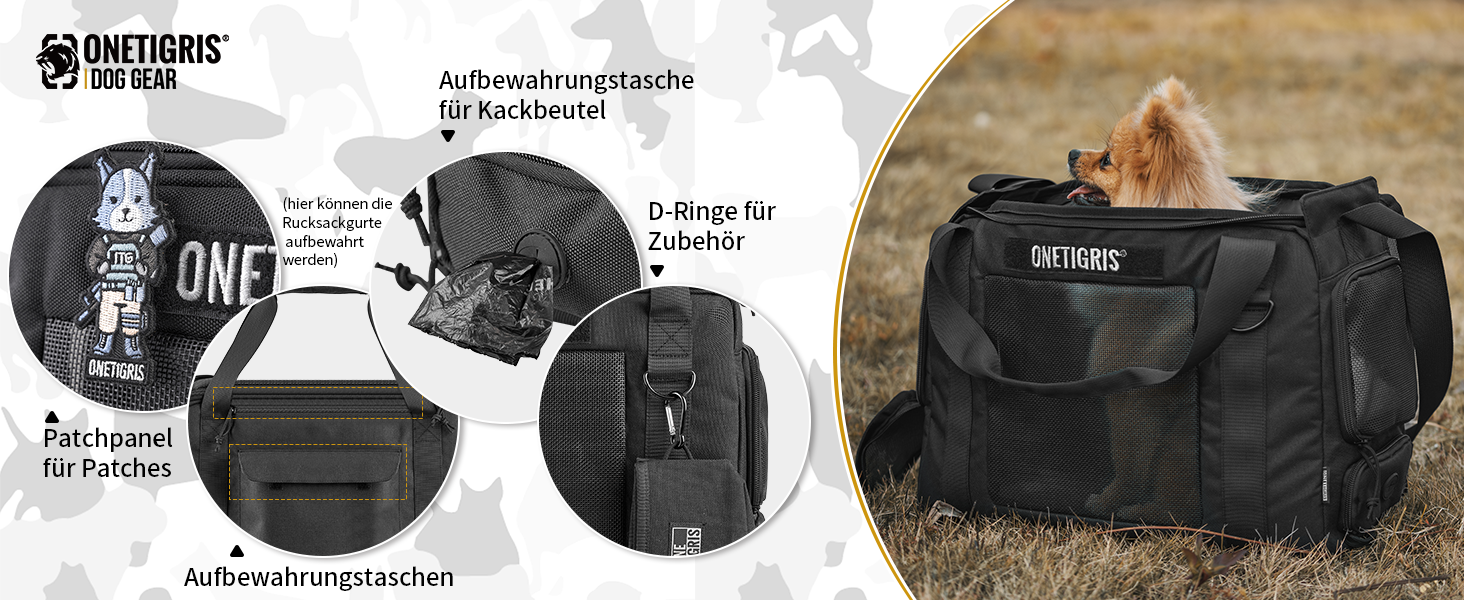 Транспортна сумка для собак OneTigris, переноска для котів та цуценят до 5 кг, M 2.0