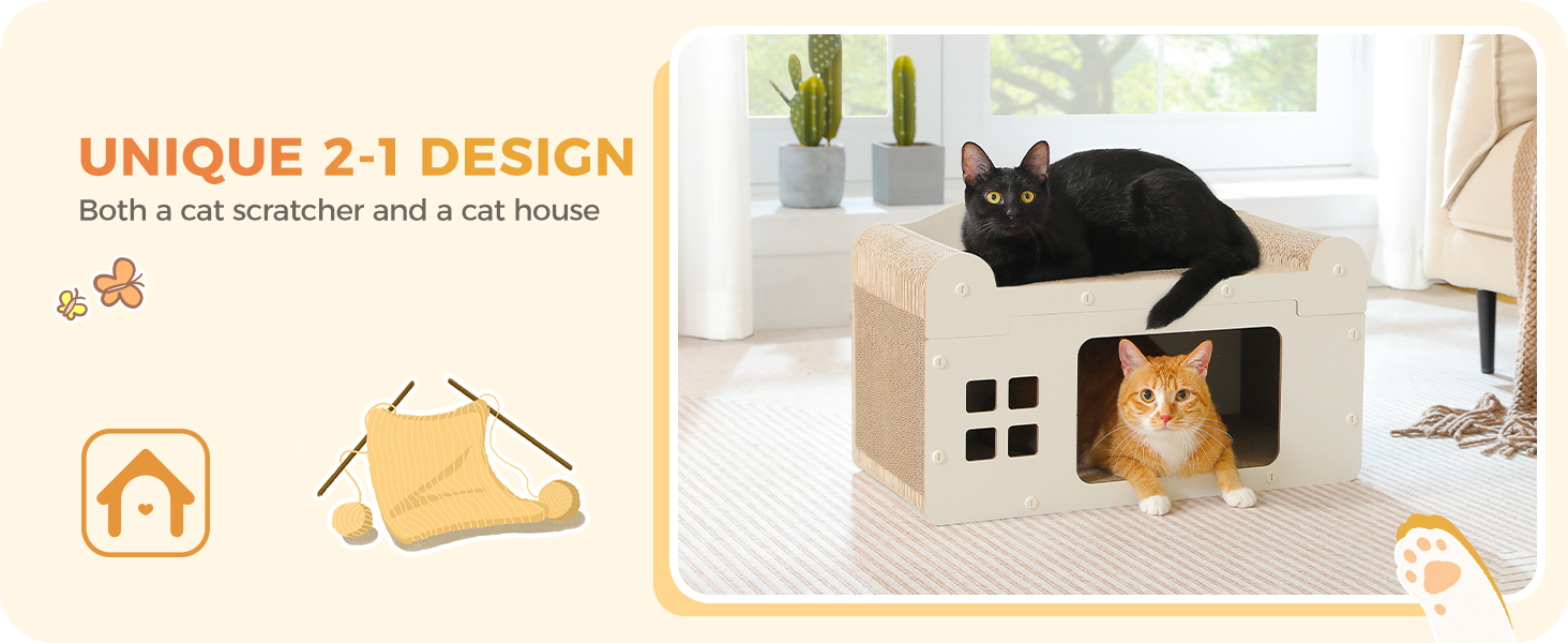 PAWZ Road: іграшка-будиночок для котів з когтеточкою, з картону, 55 x 27,5 x 35 см, білий