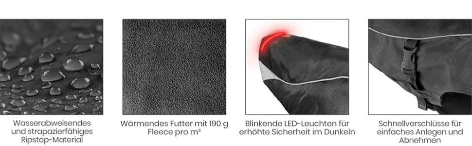Водонепроникна куртка для собак Kurgo North Country з підкладкою та світлодіодним освітленням, чорний, M EU