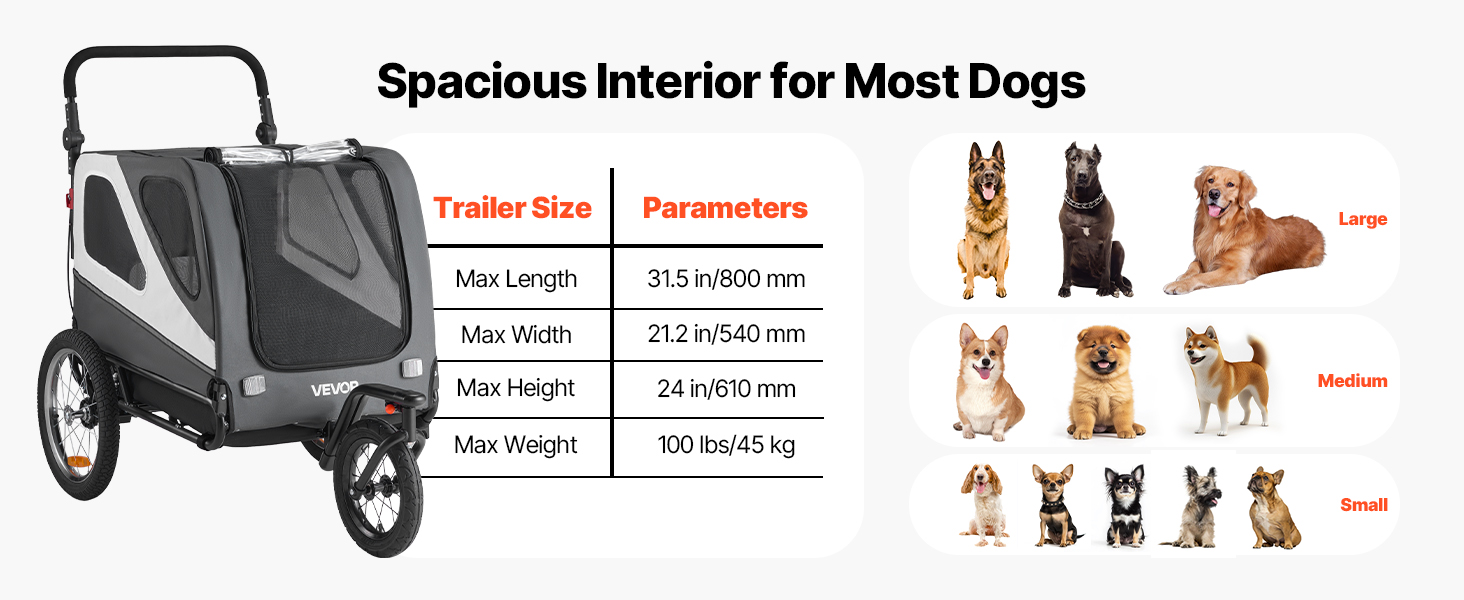 Велосипедний відсік для тварин VEVOR - для маленьких та великих собак, складаний, з колесами