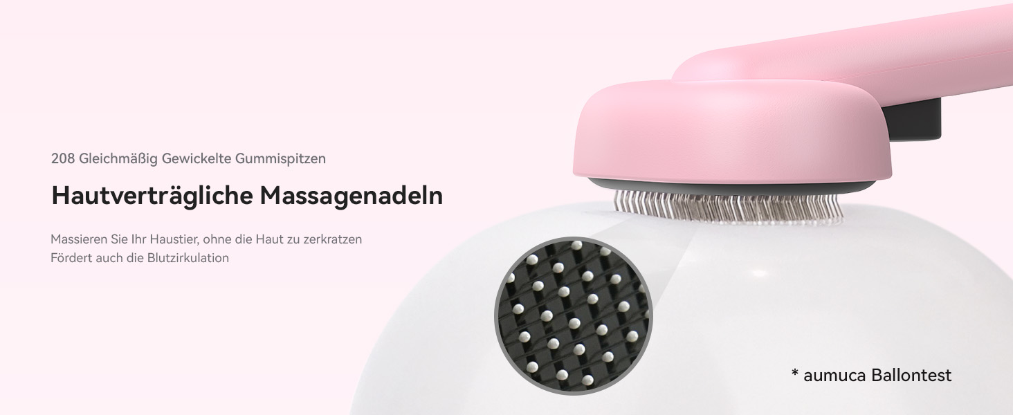 Щітка для котів Aumuca з кнопкою витягування, для довгої та короткої шерсті, універсальна для домашніх тварин, щітка для котів для видалення відмерлого хутра та масажу, рожева