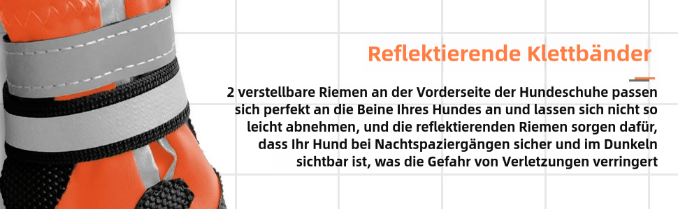 Водонепроникні чоботи для собак, 4 шт. Антиковзаючі собачі чоботи з неслизькою підошвою та світловідбиваючим кріпленням, для маленьких, середніх та великих собак (XL, Помаранчеві)