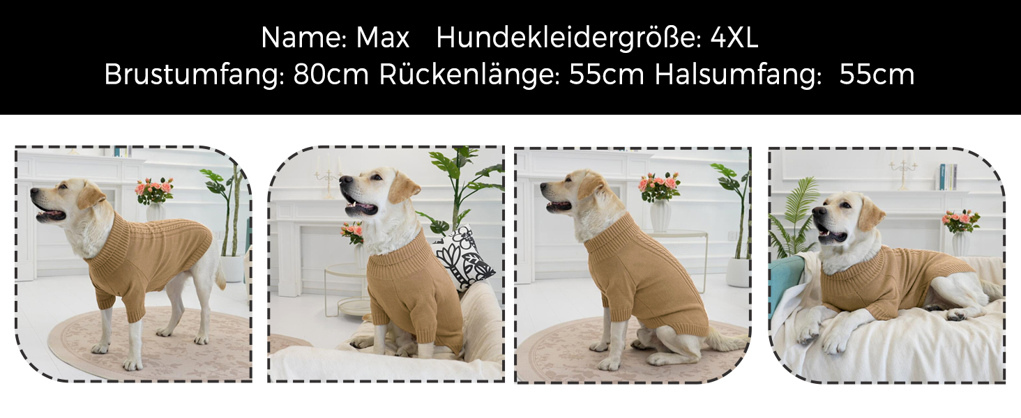 Теплий зимовий пуловер для собак середніх порід, з коміром-горловиною, хакі, розмір M (обхват грудей 44 см)