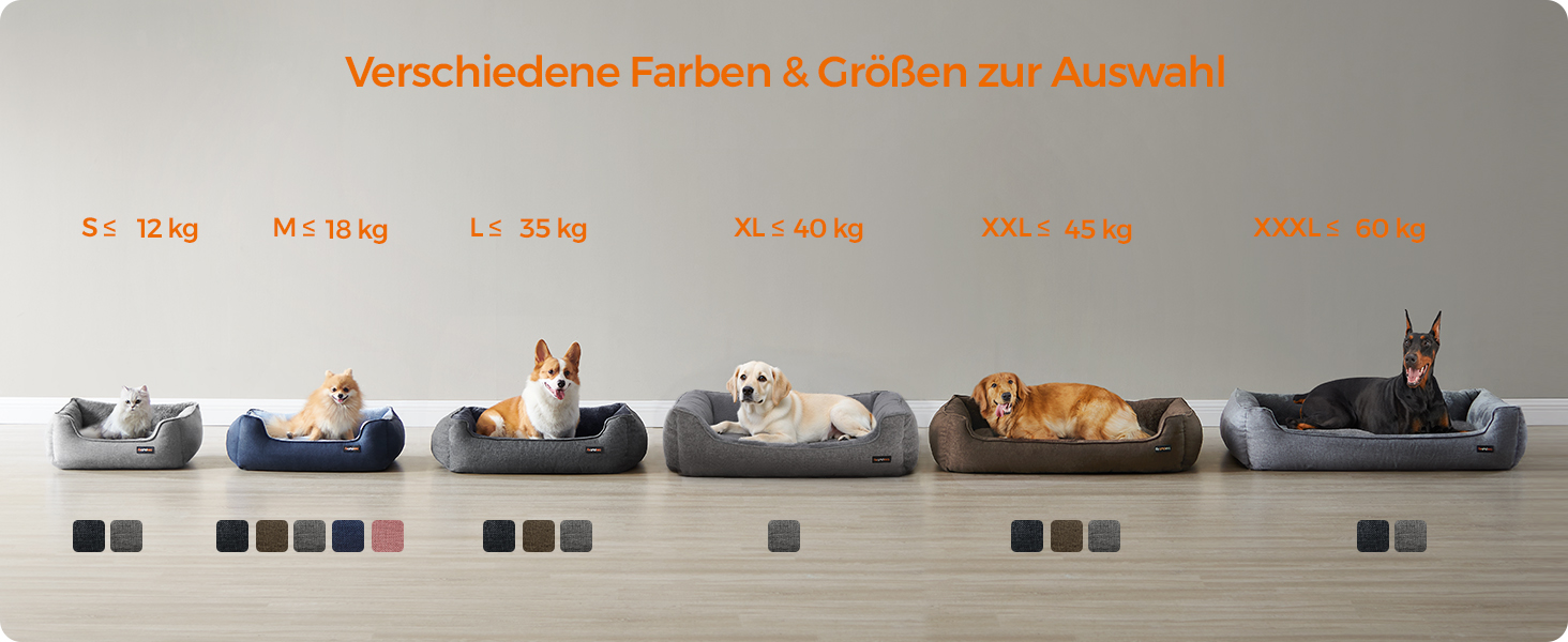 Feandrea лежанка для собак, м'яка подушка, корзина для собак, підняті бортики, неслизьке дно, знімна та пральна наволочка, XL, для великих собак, 100 x 75 x 25 см, світло-сіра