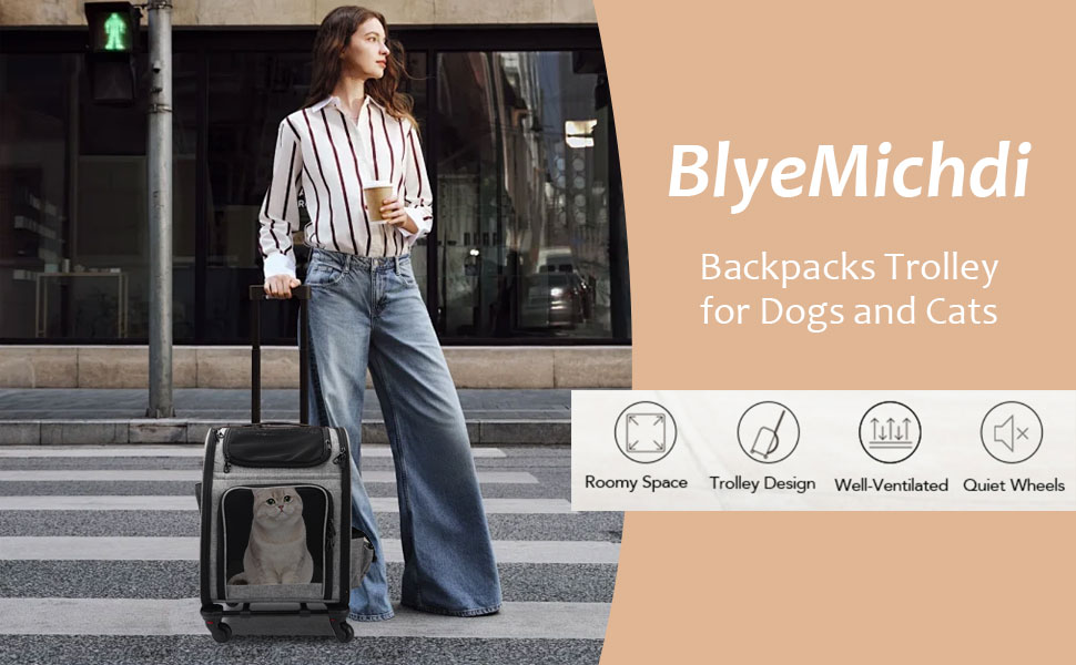 Тролей-рюкзак для собак та котів 2в1, зручна переноска з сіткою, багатофункціональний рюкзак для тварин на 4 колесах, дихаючий рюкзак-переноска для котів та цуценят