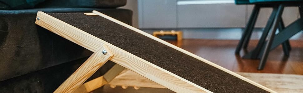 Рампа для собак і котів, пандус для собак, регульована авторампа з дерева, чорного кольору