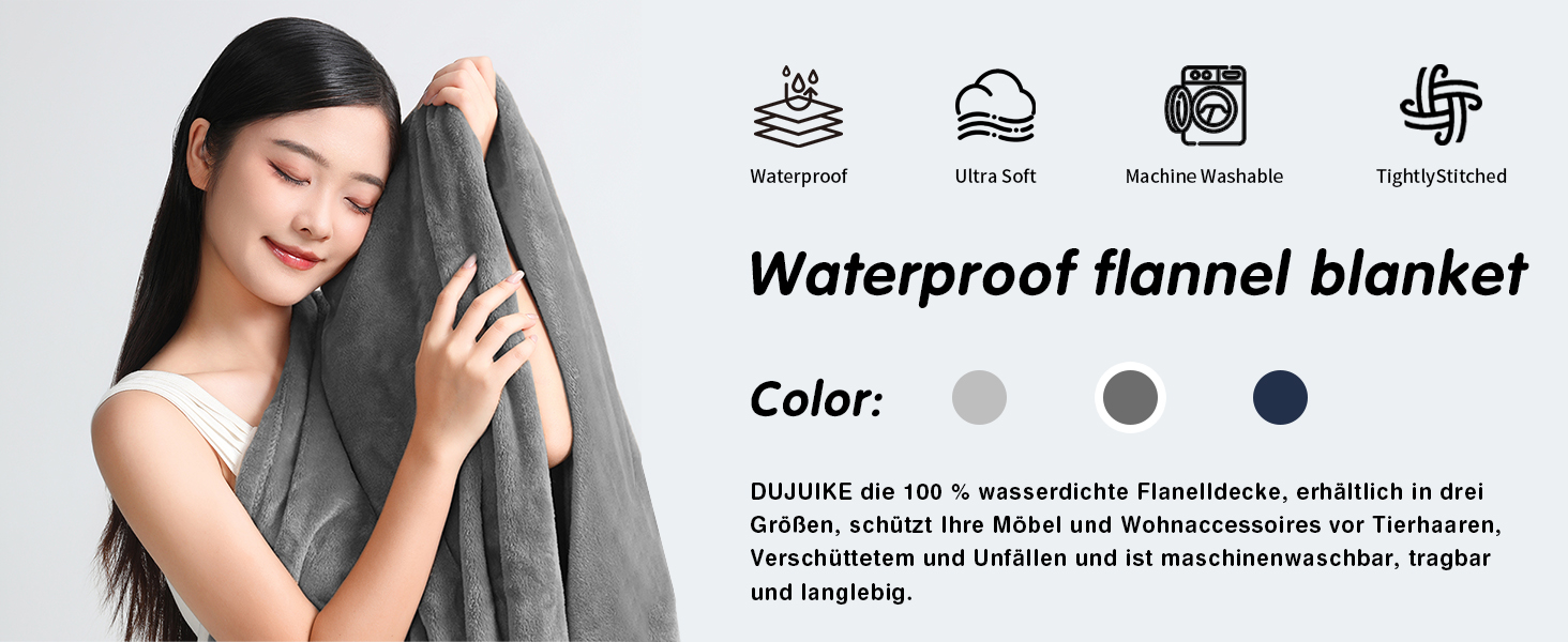 Водонепроникна ковдра DUJUIKE для захисту ліжка, дивана та меблів від тварин (76x102 см, сіра)