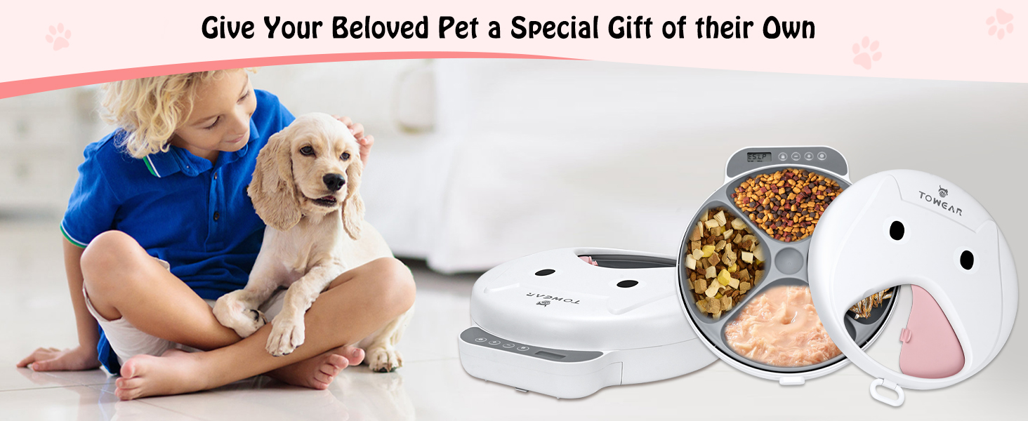 Автоматичний годівник для котів та собак з цифровим дисплеєм, 4 відсіки по 240 мл, таймер