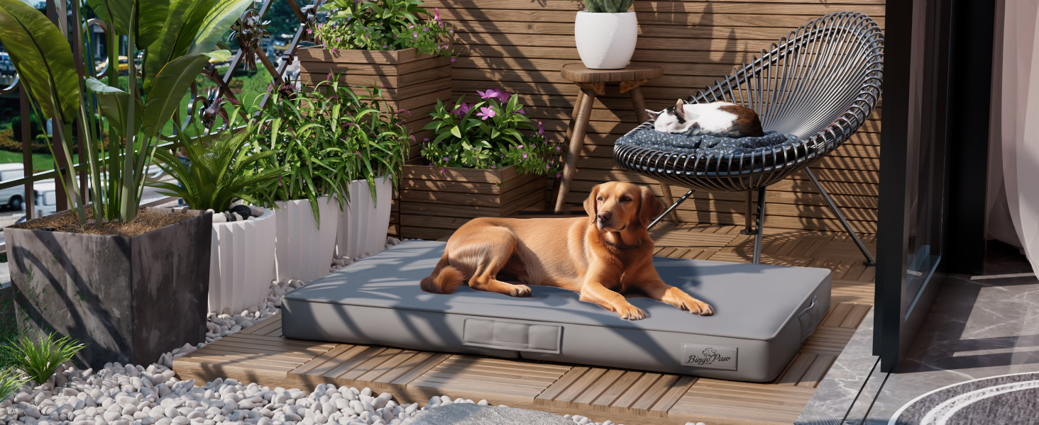 Ортопедичне собаче ліжко BingoPaw: велике, з м'якої PU шкіри, водонепроникне, 110x78x9 см