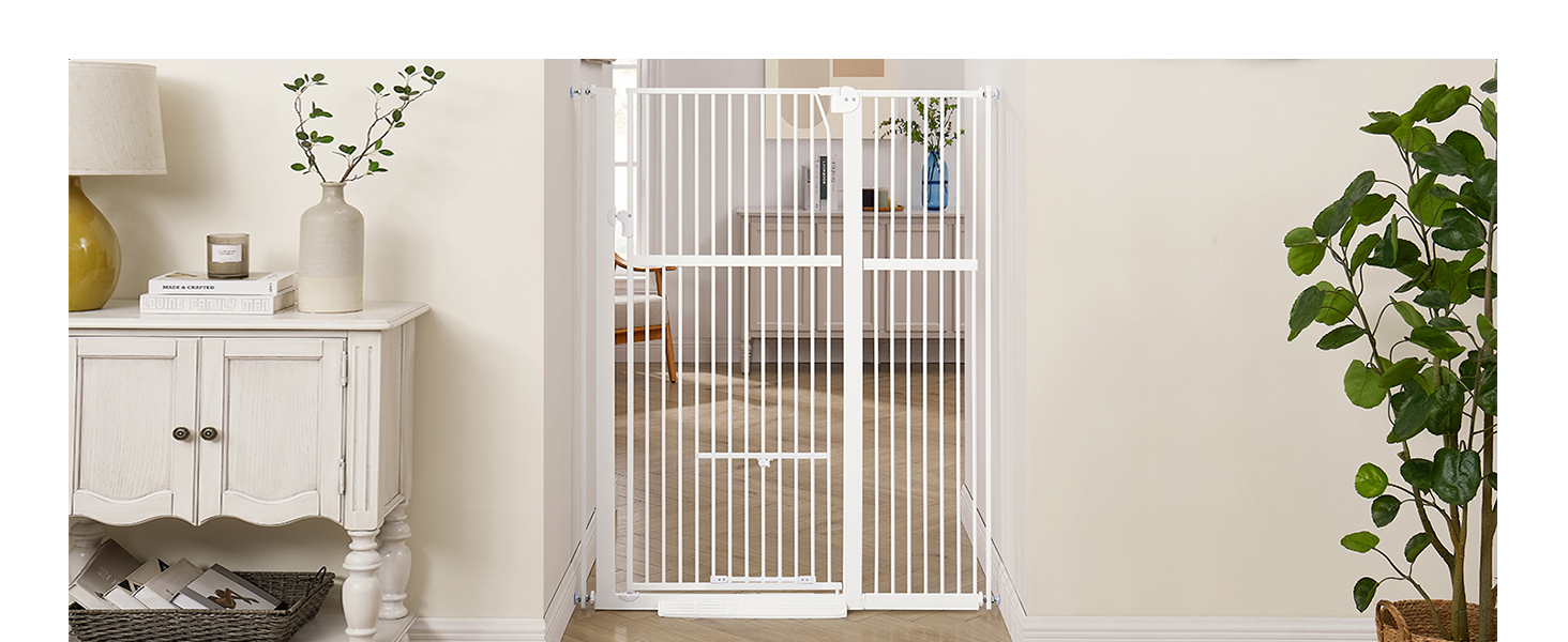 Кіт-загороджувач Unipaws для дверей та сходів, 142 см, з дверцятами для котів, ширина 95-105 см, білий