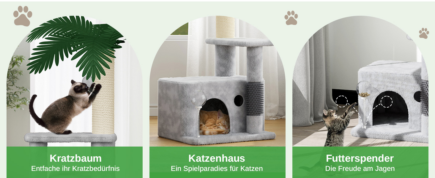 Кігтеточка Kratzbaum 90 см: кігтешкребок, будиночок та іграшки для котів (сірий)