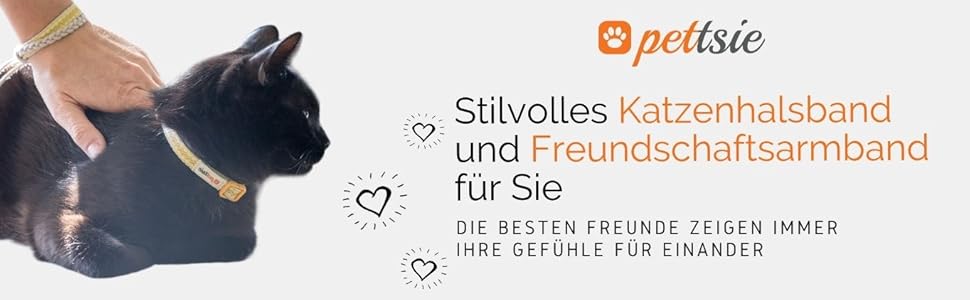 Нашийник для кота Pettsie з безпечною застібкою та браслетом дружби, міцна бавовна, D-подібне кільце для аксесуарів, регульований розмір 19-29 см (12,7 - 20,3 см, жовтий)