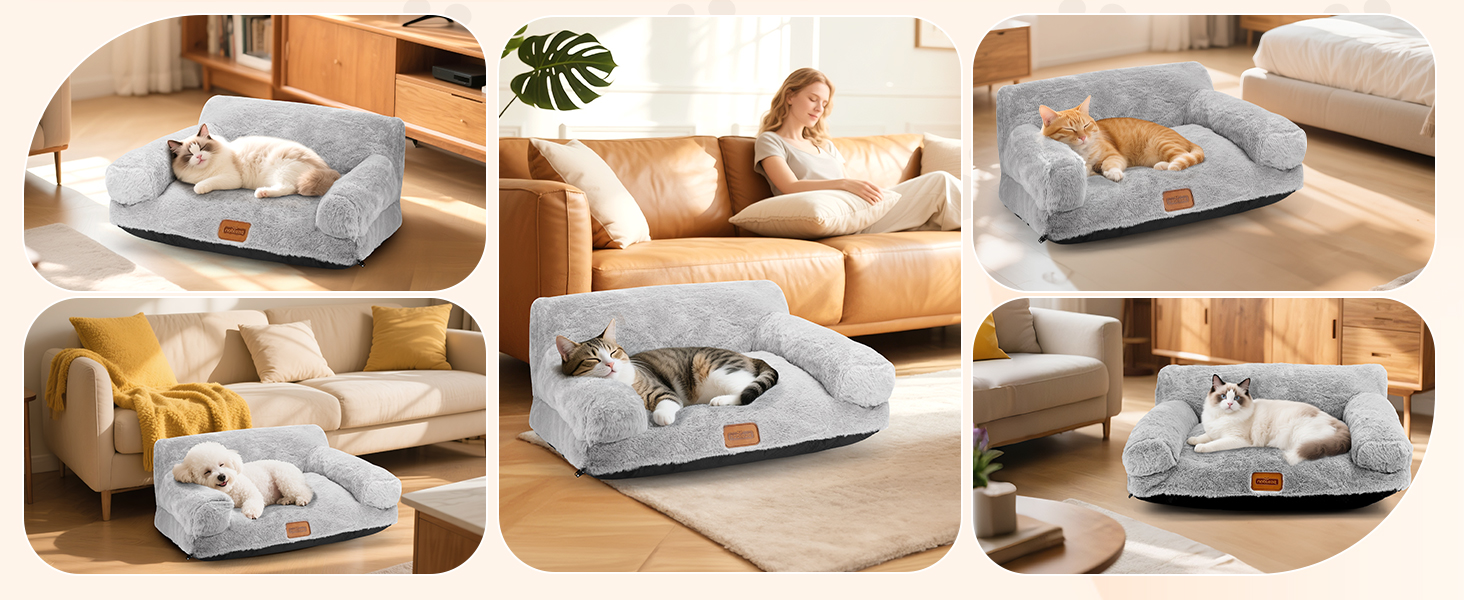 М'яке ліжко-диванчик для котів та собак Nobleza, 60x45x30 см, сірий колір